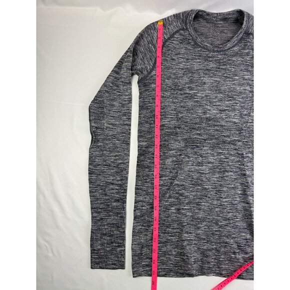 Lululemon Swiftly Tech Long Sleeve Shirt Women's Black Cherry Striped Crew Neck - Picture 6 of 6